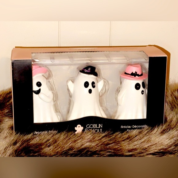 NWT Goblin & Ghoul Set of 3 Ghosts Wearing Cowgirl Hats Halloween/Fall Decor - Picture 2 of 12